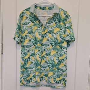 Apt. 9 Green and Yellow Leaf Print Polo